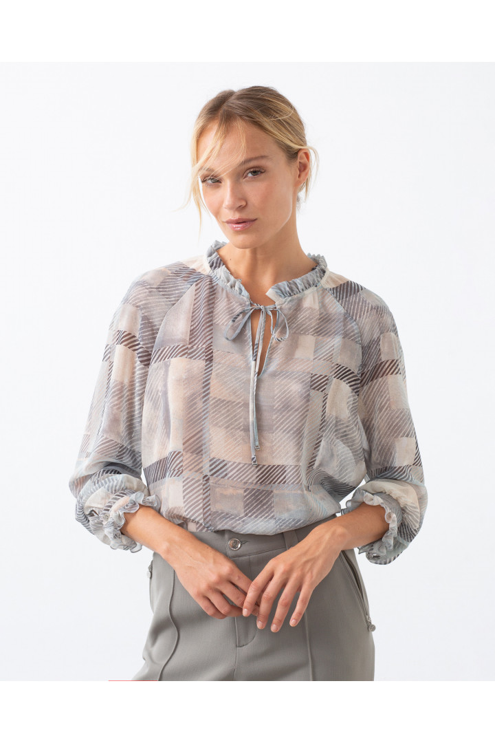 Blusa CIBET cuadros grises