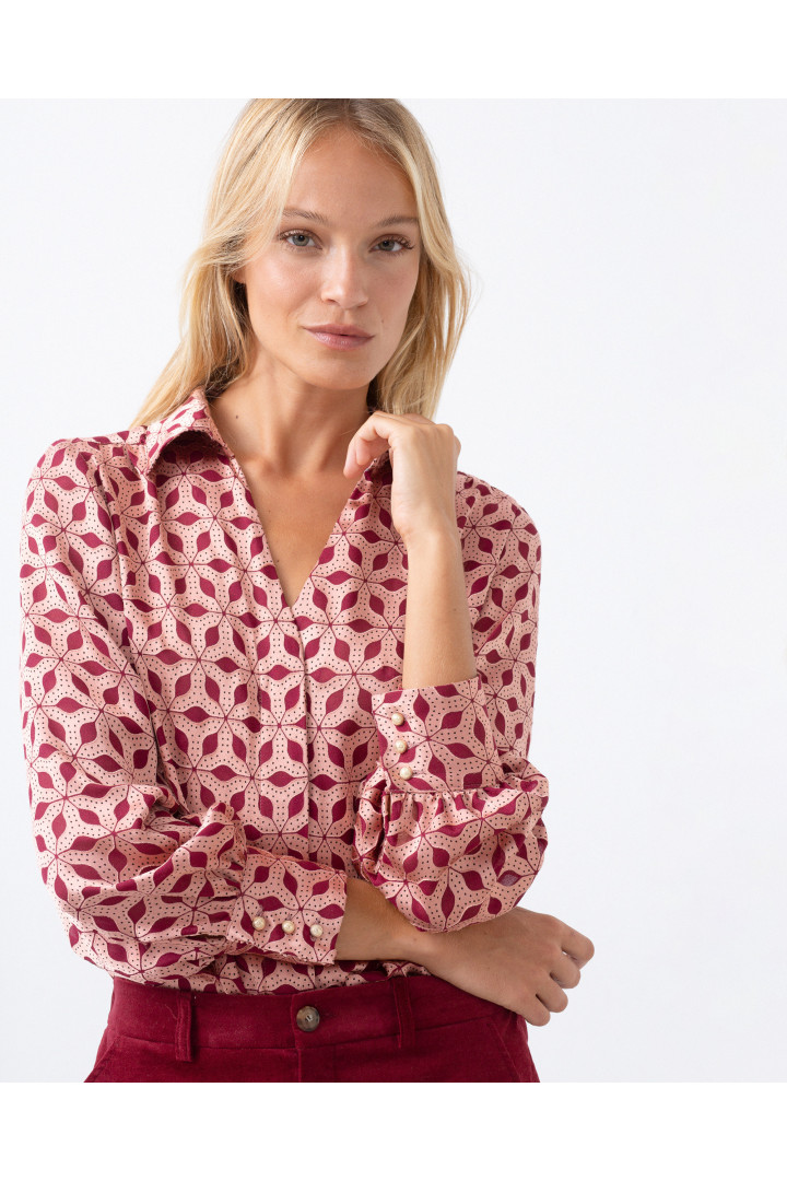 Blusa CUN geométrico rosas