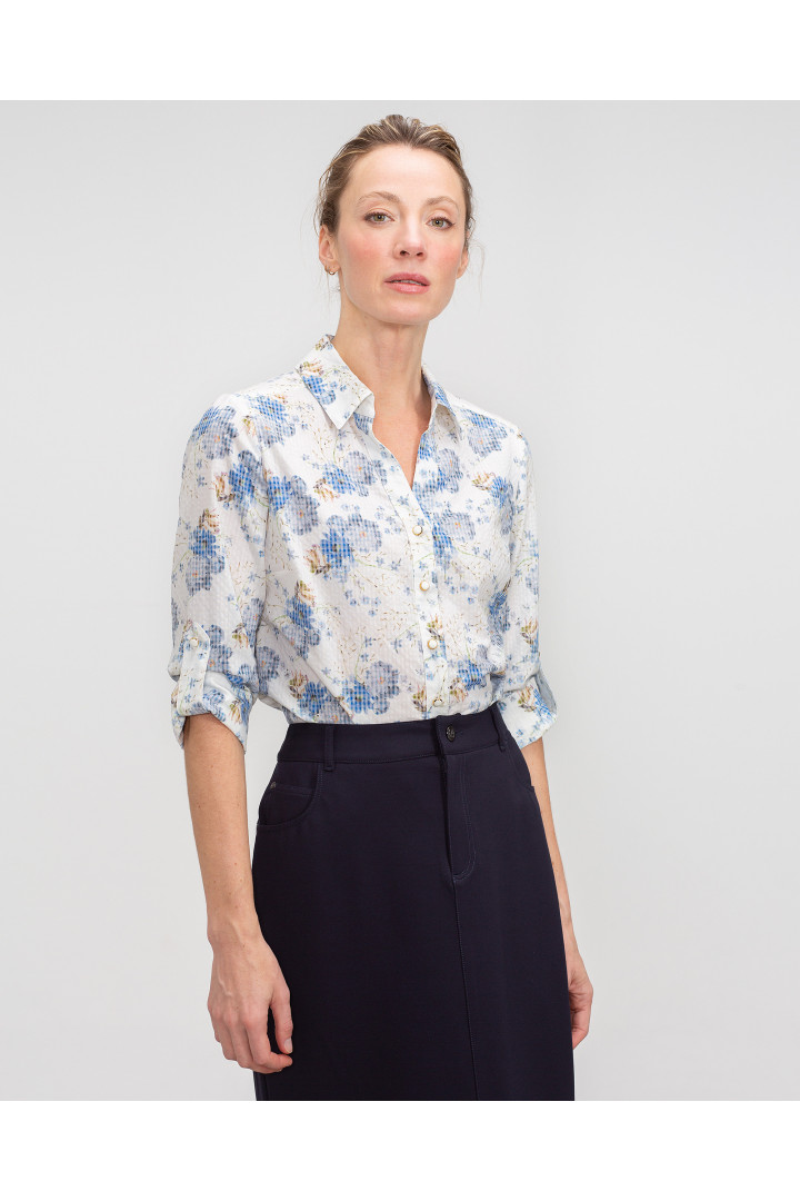 Camisa CETES flores azules